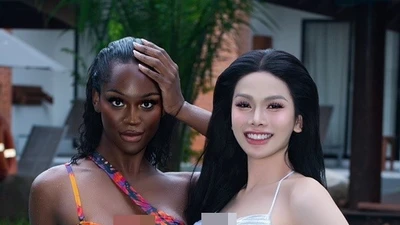Hà Tâm Như và tân Hoa hậu Chuyển giới Quốc tế 2025 diện bikini đọ vẻ quyến rũ