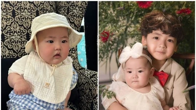 Hai con đáng yêu của Á hậu Tú Anh và chồng doanh nhân