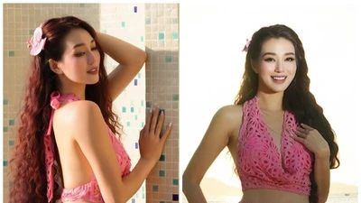 Khánh My diện bikini và váy lưới khoe vẻ quyến rũ