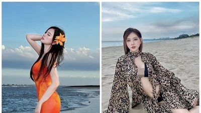 Thu Thủy nhóm Mây Trắng khoe dáng quyến rũ trên biển