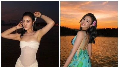 Á hậu Hoàn vũ Việt Nam Thủy Tiên khoe vẻ quyến rũ trên biển