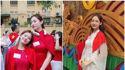 Lương Thùy Linh - Bảo Ngọc tham gia tổng duyệt diễu binh A80