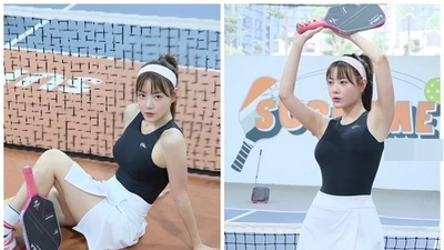 Thanh Hương khoe vẻ gợi cảm trên sân pickleball