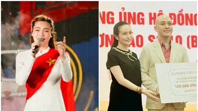 Tuấn Hưng - Hồ Ngọc Hà quyên góp cho bà con vùng lũ