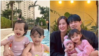 Hai nhóc tì nhà Đông Nhi - Ông Cao Thắng xinh như búp bê