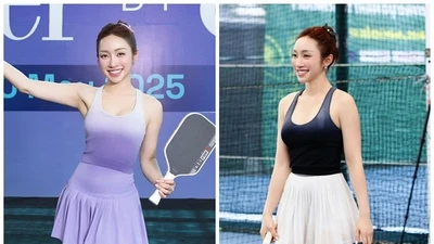 Vợ Chi Bảo giảm gần 20kg, mặc gợi cảm trên sân pickleball