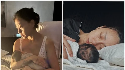 Ngô Thanh Vân - Huy Trần thức trắng đêm chăm con gái nhỏ