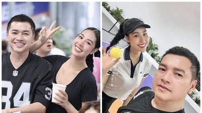 Quang Minh cổ vũ bạn gái thi đấu pickleball