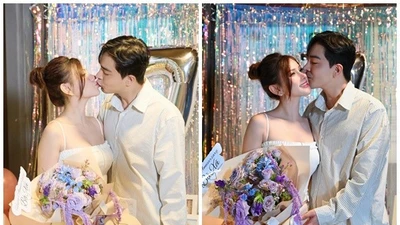 Vợ chồng Thu Thủy tình tứ trong tiệc kỷ niệm ngày cưới