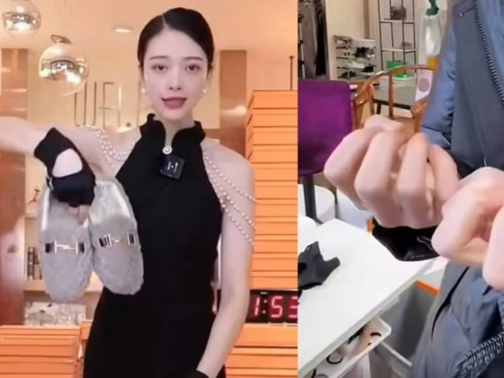 Trong một buổi livestream bán hàng, mỗi bộ đồ chỉ ở trên người cô chưa đầy 10 giây đã được thay thế bằng bộ tiếp theo.