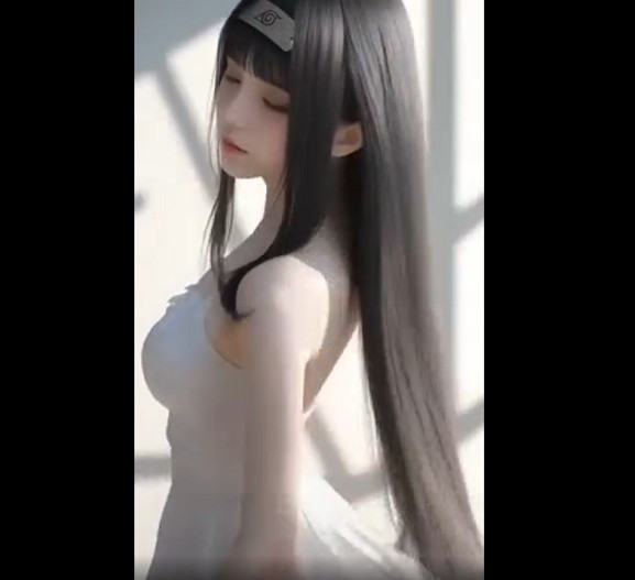 Ánh mắt e ấp nhưng chứa đựng sự kiên định của “cô dâu” Hinata khiến người xem không khỏi rung động.