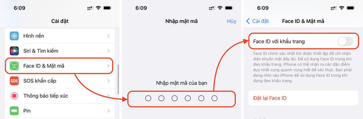 Nếu ngoại hình bạn thay đổi, hãy thêm gương mặt thay thế trong phần cài đặt Face ID.