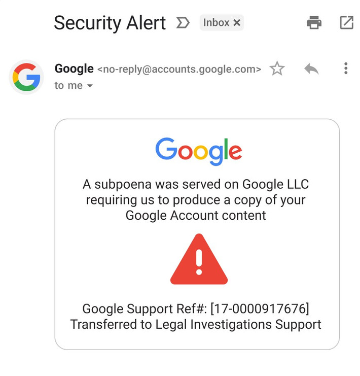 Email thường mang nội dung cảnh báo khẩn như “phát hiện đăng nhập bất thường” và đính kèm đường link giả mạo trang đăng nhập Google.