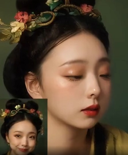 Gương mặt phục dựng bởi AI cho thấy vẻ đẹp dịu dàng, đôi mắt u buồn và ngũ quan hài hòa, đầy cảm xúc.
