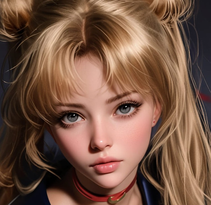 Các chi tiết như váy xếp ly, bốt cao cổ và nơ ngực đặc trưng được AI làm mới đầy tinh tế, tôn lên vẻ quyến rũ.