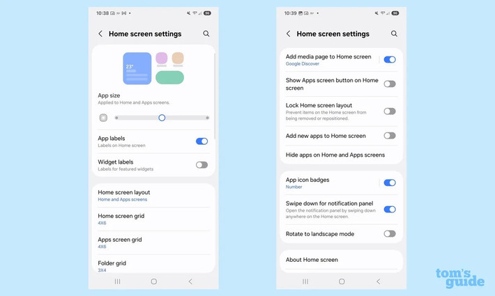 Android cho phép tùy biến giao diện gần như không giới hạn từ biểu tượng, tiện ích, đến kích thước lưới màn hình chính. (Ảnh: Tom's guide)