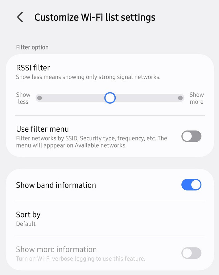 Danh sách Wi-Fi cũng có thể lọc theo độ bảo mật, chuẩn kết nối (như Wi-Fi 6), giúp bạn dễ dàng tìm được mạng mạnh và an toàn hơn.