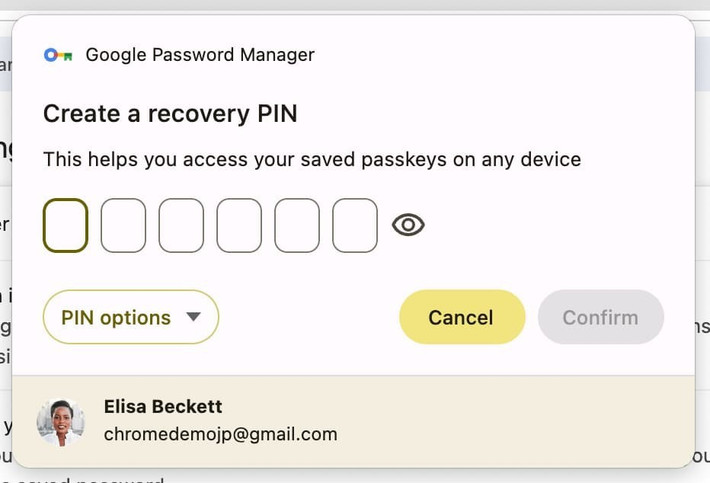 Passkey gắn với thiết bị, cho phép đăng nhập bằng vân tay, khuôn mặt hoặc mã PIN.