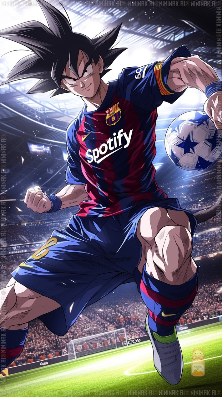 Goku hóa thành sát thủ vòng cấm, tung cú sút xuyên thủng mọi lưới đối phương.