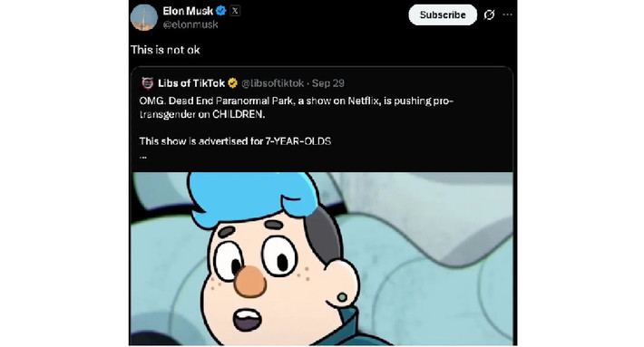 Tài khoản “Libs of TikTok” cáo buộc Netflix đang “quảng bá tư tưởng chuyển giới cho trẻ em”, khiến dư luận bùng nổ.