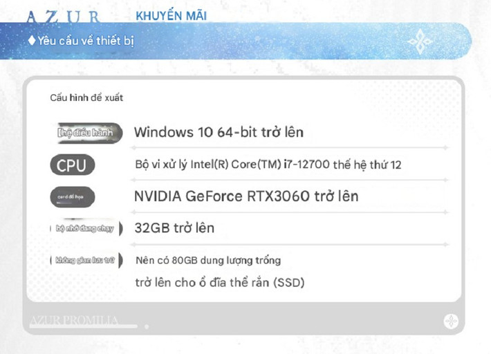 Người chơi cần tối thiểu CPU i7-12700, RTX 3060, RAM 32GB và ổ SSD trống 80GB.