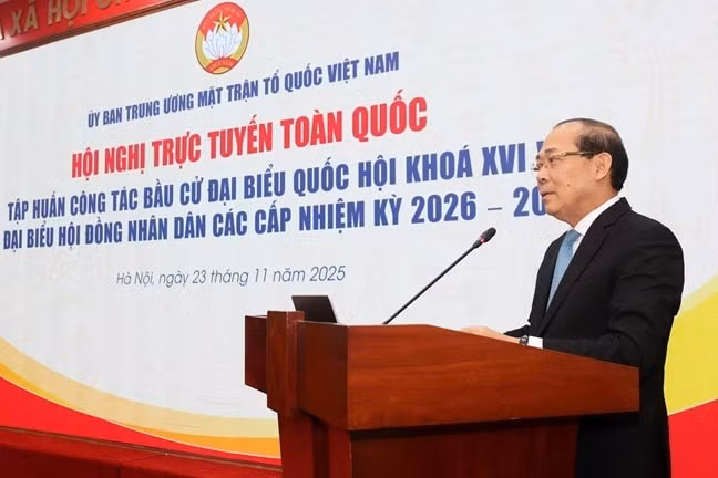 Phó Chủ tịch Ủy ban Trung ương MTTQ Việt Nam Hoàng Công Thủy phát biểu. Ảnh: MTTQ Việt Nam