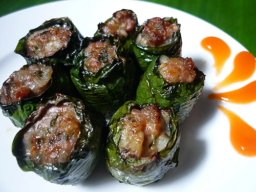 Chả trâu cuốn lá bưởi, đặc sản Hòa Bình ngon xuýt xoa