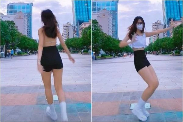 Ăn mặc phản cảm nhảy trên phố Nguyễn Huệ, gái xinh gây xôn xao