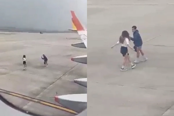 Xuất hiện thêm nữ hành khách vô tư nhảy múa trước máy bay