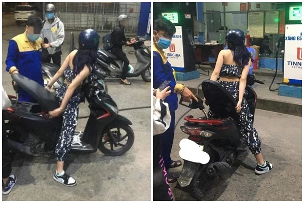 Đổ xăng phong cách “lười biếng”, cô gái nhận mưa “gạch đá” của netizen