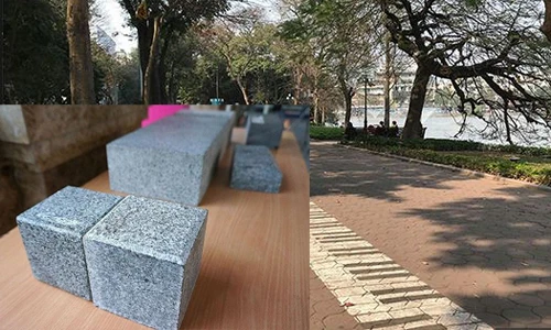 Loại đá tự nhiên nào được chọn để lát xung quanh Hồ Gươm?