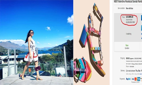 Zoom sát giày Valentino giá khủng của mỹ nhân Việt