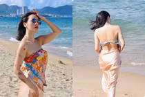 Phương Linh "đốt cháy" bãi biển với thiết kế khăn quấn ngực