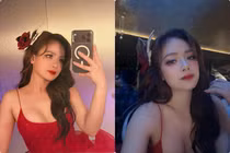 Dương Hoàng Yến để lộ thềm ngực trễ nải trong váy đỏ lấp lánh