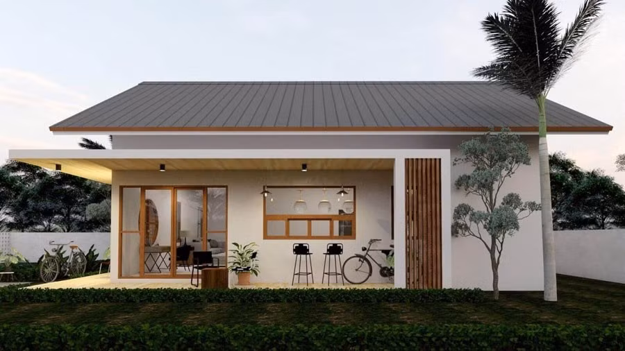 Nhà cấp 4 kiểu Nhật chú trọng vào sự đơn giản, tinh tế với các đường nét gọn gàng, vuông vắn kết hợp hài hòa chi tiết trang trí nhẹ nhàng. Ảnh: Neohouse