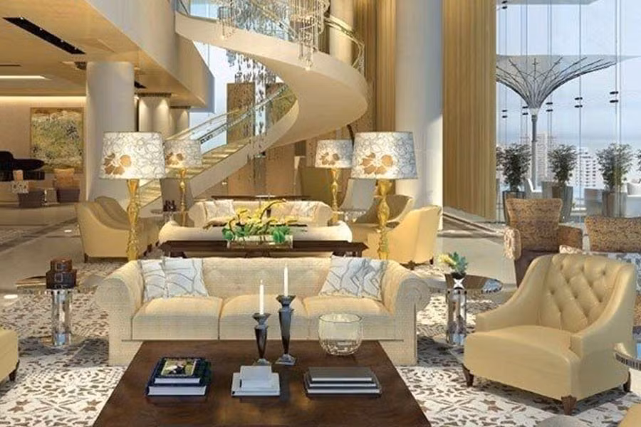 Nội thất bên trong tòa nhà kết hợp giữa truyền thống Ấn Độ và phong cách hiện đại xa hoa. Ảnh: Wooden Street