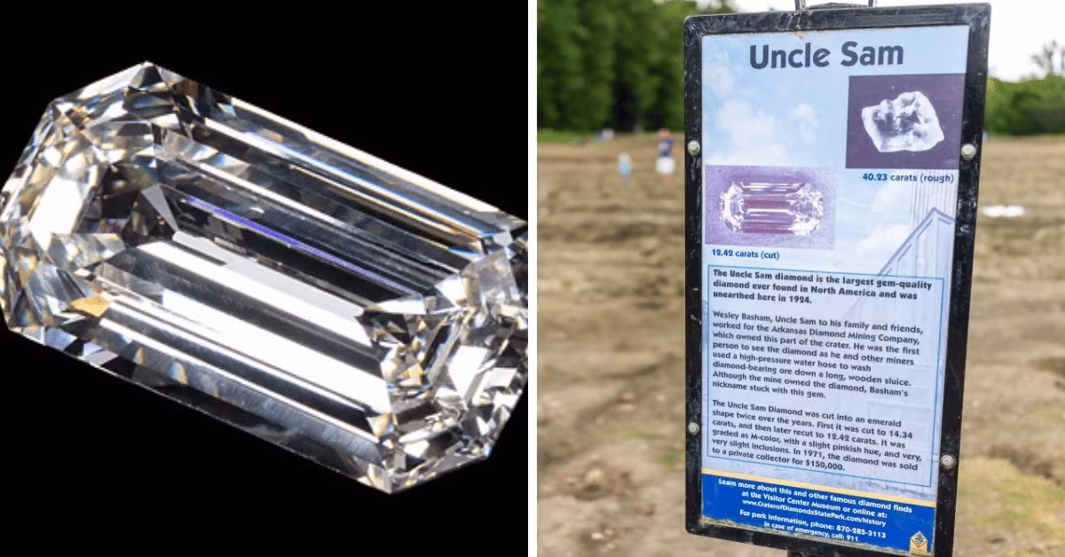 Trong số đó, viên lớn nhất từng được phát hiện nặng 40,23 carat mang tên "Uncle Sam". Ảnh: MapQuest