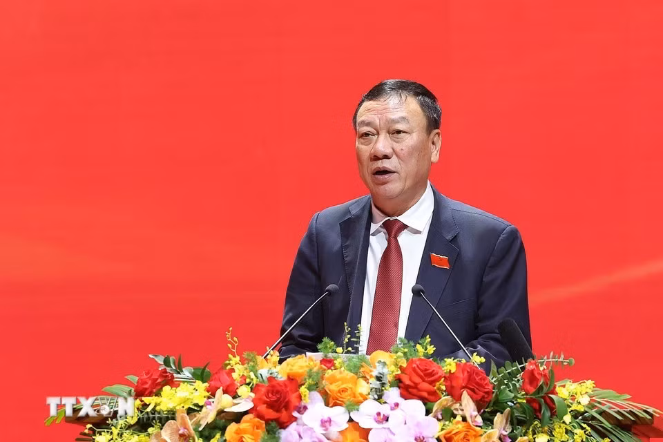 Ủy viên Trung Ương Đảng, Ủy viên Ban Thường vụ Đảng ủy Chính phủ, Tổng Thanh tra Chính phủ Đoàn Hồng Phong thay mặt Đoàn Chủ tịch thông qua Quy chế làm việc của Đại hội. Ảnh: Dương Giang/TTXVN