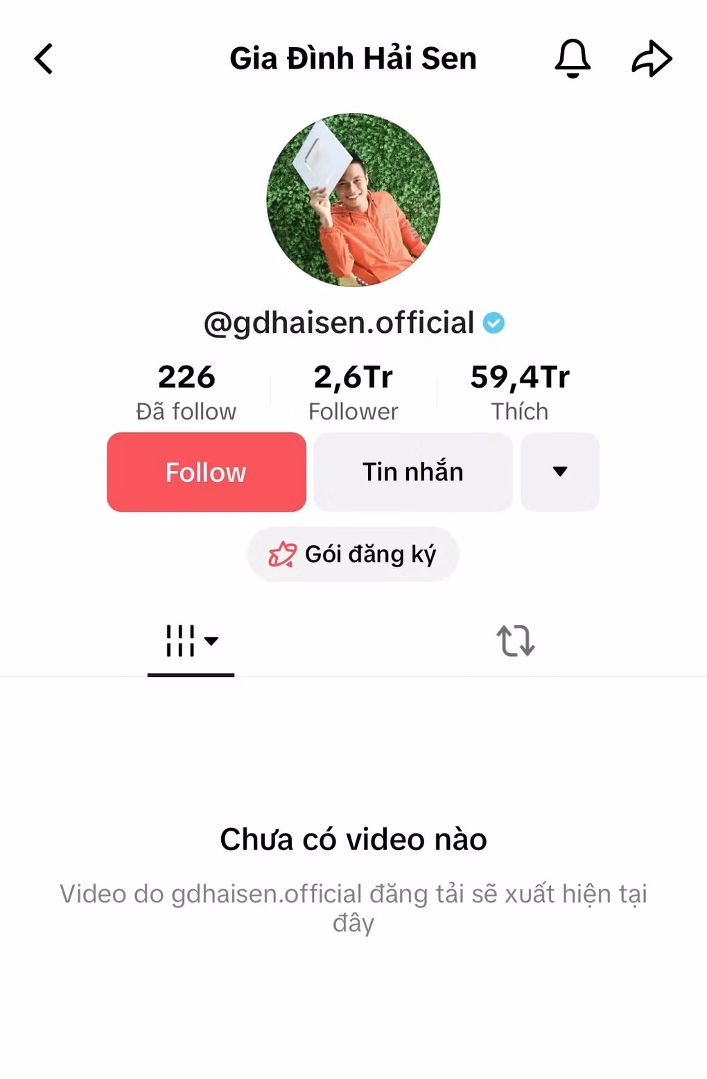 Lê Văn Hải là người lập kênh TikTok "Gia đình Hải Sen" từng đạt 2,6 triệu lượt follow và 1 Vlog trên Facebook với tên gọi "Hải Sen Vlog". Ảnh chụp màn hình