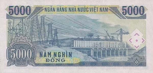 Mặt sau của tờ tiền in hình ảnh thủy điện Trị An. Ảnh: Internet