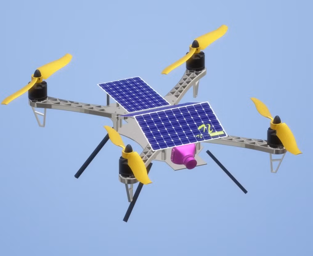 Nó có thể là một UAV nguyên mẫu hoặc dự án tự chế mới nhằm kéo dài thời gian hoạt động bằng năng lượng mặt trời. Ảnh: @ Nevon Projects.