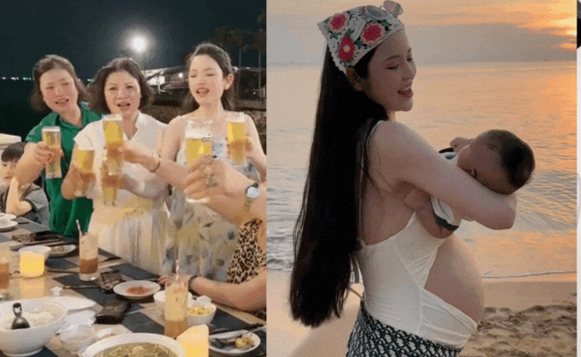 Ngoài lời khen dành cho không khí vui vẻ và mối quan hệ thân thiết của Chu Thanh Huyền cùng mẹ chồng, mẹ đẻ, dân mạng còn tranh cãi kịch liệt về chuyện cô nàng đang mang bầu mà vẫn nâng ly bia.