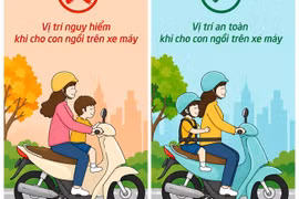 Hiểm họa khó lường khi cho trẻ nhỏ ngồi phía trước xe máy