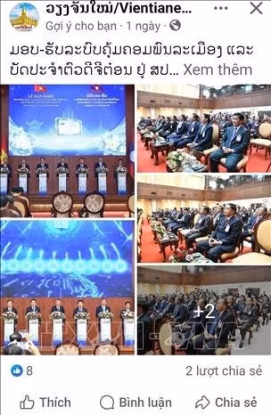 Bài đăng trên trang Facebook chính thức của báo Vientiane Mai. Ảnh chụp màn hhình: TTXVN