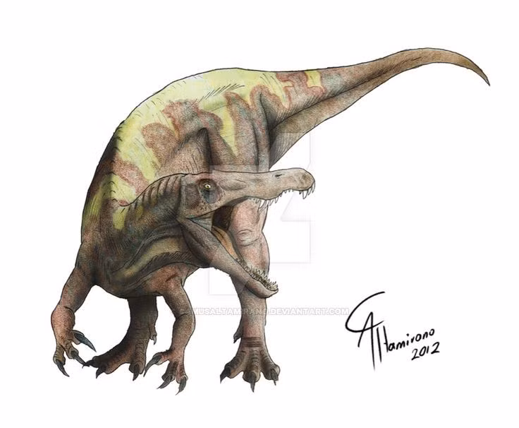  Có thể là tổ tiên của nhiều loài khủng long spinosaurid khác. Baryonyx được xem là một trong những đại diện sớm của họ Spinosauridae, nhóm khủng long ăn thịt đặc biệt với nhiều loài nổi tiếng như Spinosaurus. Ảnh: Pinterest.