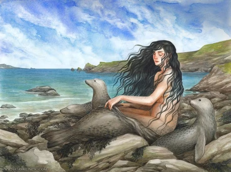  Khả năng biến hình đặc biệt. Selkie có thể lột bỏ da hải cẩu để biến thành người, thường là những chàng trai hoặc cô gái có vẻ đẹp hút hồn. Ảnh: Pinterest.