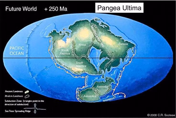  3. Tên gọi “Pangea” có nghĩa là “Toàn bộ Trái Đất”. Thuật ngữ này bắt nguồn từ tiếng Hy Lạp: “pan” nghĩa là “toàn bộ” và “gaia” nghĩa là “Trái Đất”, phản ánh sự thống nhất của các châu lục. Ảnh: Pinterest.