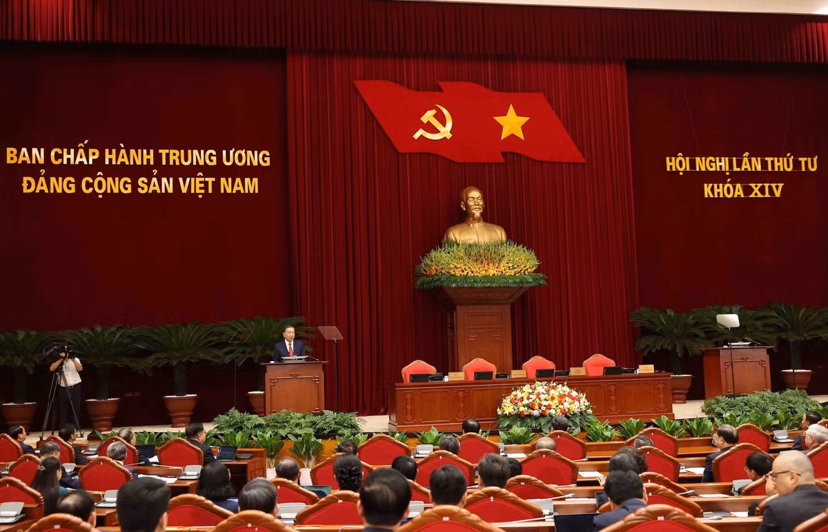 Hội nghị Trung ương 4 khóa XIV. Ảnh: TTXVN.