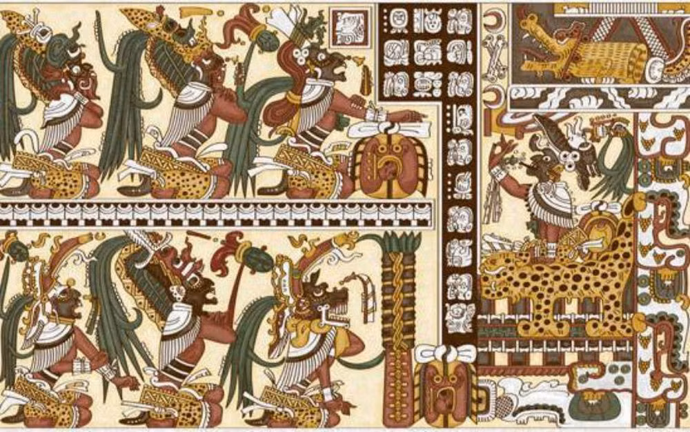  Phần đầu của sách kể về sự hình thành vũ trụ.Theo đó, các vị thần đã nhiều lần thất bại khi tạo ra con người trước khi thành công với bột ngô. Ảnh: Pinterest.