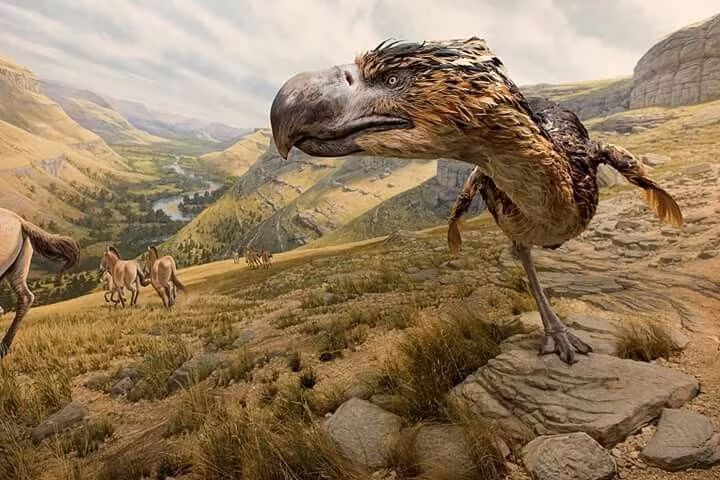  2. Titanis có chiều cao lên tới 2,5 mét. Với thân hình cao lớn và bộ móng vuốt khỏe, Titanis dễ dàng áp đảo hầu hết các loài thú cỡ vừa trong môi trường sống của nó. Ảnh: Pinterest.